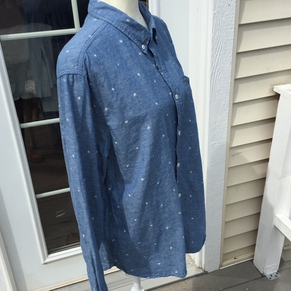 WHT Space Cotton & Linen Bird print Shirt size L - Picture 6 of 7